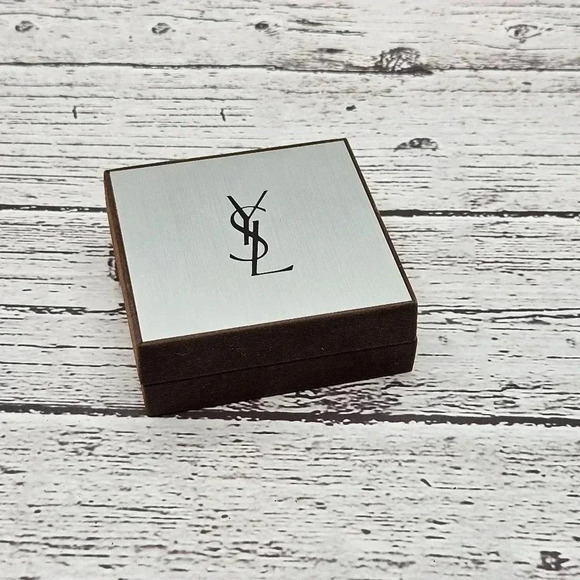 RARE Yves Saint Laurent YSL logo amber transparent window gold tone tie clip - Picture 4 of 6
